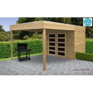 Abri de jardin avec avancée en bois autoclave 19mm - s8733-1-sans plancher_0