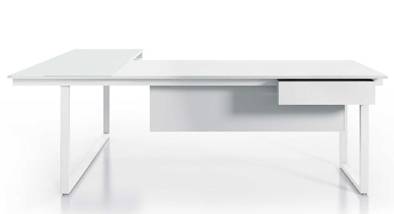 BE.1 / BUREAU INDIVIDUEL 220 CM AVEC RETOUR EN VERRE BLANC_0