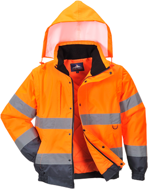 Blouson 2-en-1 haute visibilité orange C468 - XL - manches amovibles, imperméable et doublé_0
