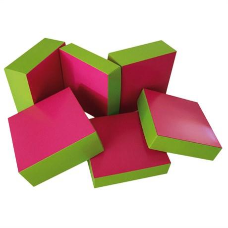 BOÎTE PÂTISSIÈRE 20X20X5 CM CARTON ANIS ET FUCHSIA (VENDU PAR 50)