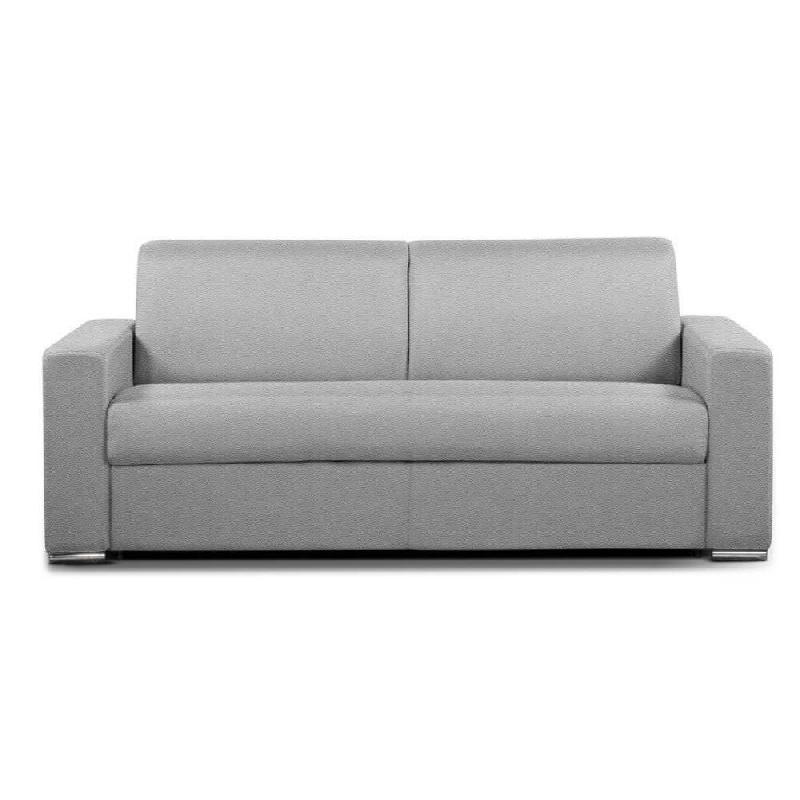 CANAPÉ CONVERTIBLE 3-4 PLACES SELECT MATELAS 16CM SOMMIER LATTES 160CM RENATONISI POLYURÉTHANE GRIS CLAIR_0