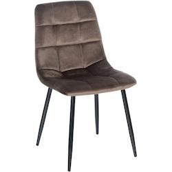 Décoshop26 - Chaise de salle à manger x1 coutures décoratives carrées en tissu velours marron et métal noir 10_0002130 - marron 3000250853903_0