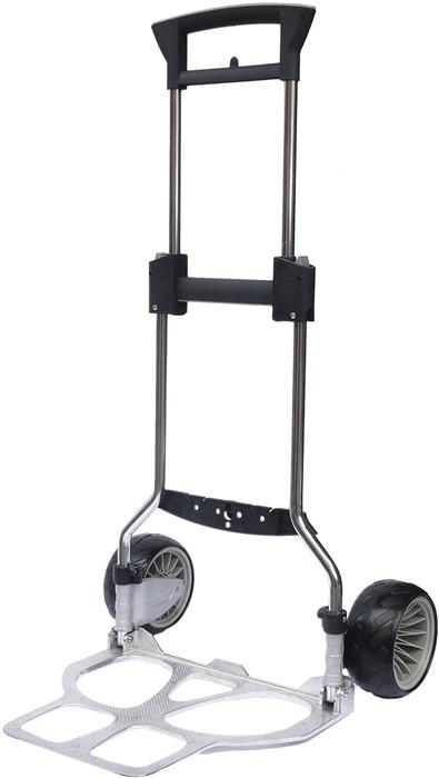 Diable de transport pliable RUXXAC - Tube d'acier chromé, aluminium - Pelle 420 mm x 495 mm - Charge 100 kg_0