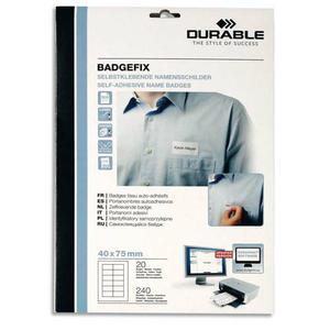 Durable boîte 240 badges adhésifs badgefix en tissu imprimables - h40 x l75 mm_0