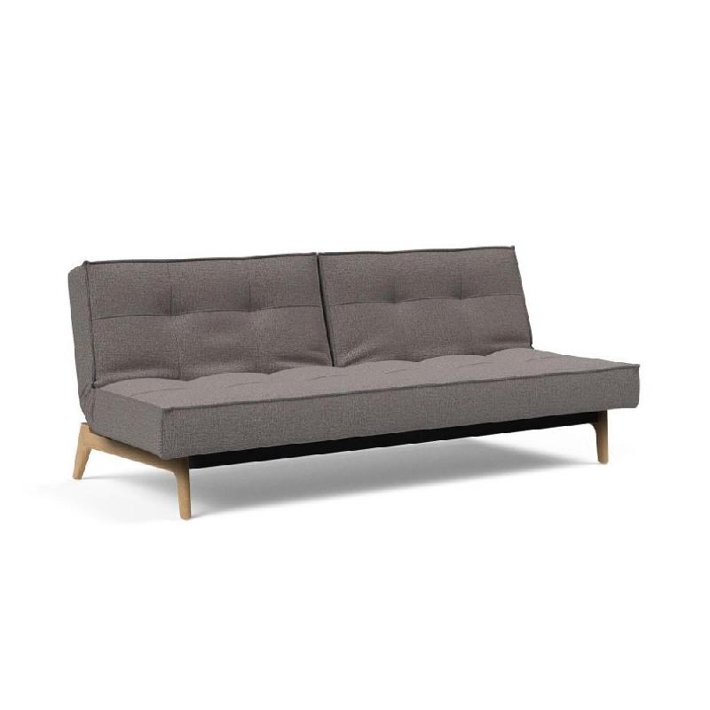Innovation Living - Canapé convertible Splitback Eik 115x200 cm - Pieds chêne massif - Tissu Mixed Dance Grey_0