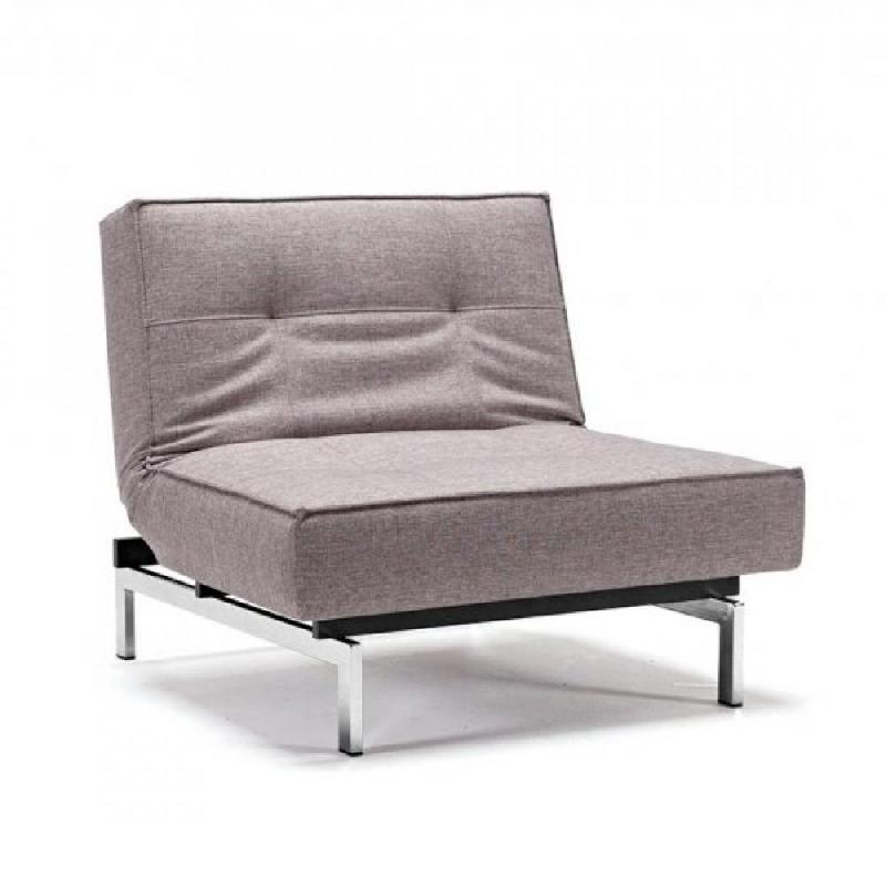 INNOVATION LIVING  FAUTEUIL DESIGN SPLITBACK CHROME CONVERTIBLE LIT 90*115 CM TISSU MIXED DANCE GREY_0