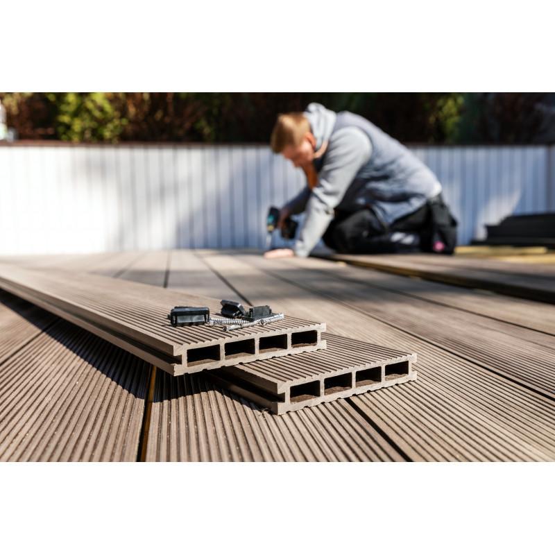 Lame terrasse bois composite alvéolaire Prima - Chocolat, 220 cm x 12 cm x 19 mm, surface couverte 0.26 m²_0