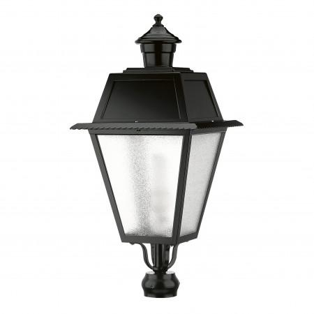 Luminaire pour mât villa chap -ip43 - e27 - noir style rustique - finition verre gelé- hauteur totale 73 cm noir_0