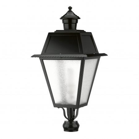 Luminaire pour mât Villa Chap - IP43 - E27 - noir rustique - verre givré - hauteur 73 cm_0