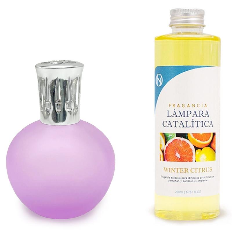 MamaManuela Lampe catalytique Fuchsia mat + parfum agrumes d'hiver 500ml - Elimine les mauvaises odeurs, les parfums et améliore la qualité de l'air_0