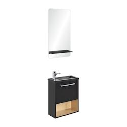 MOB-IN Ensemble meuble lave-mains NIKA + miroir - noir 3701606505544_0