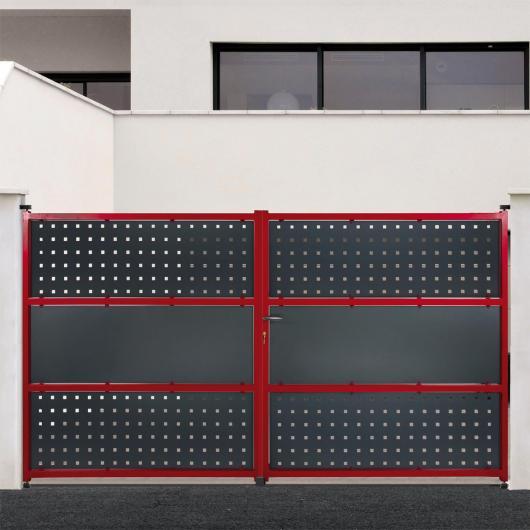 Portail battant - portillon Melbourne - cadre tube 40x40x2 - tôle de 2mm - accessoires inclus_0