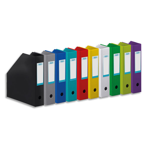 PORTE-REVUES ELBA - EN PVC SOUDE - 32 X 24 CM - DOS DE 7CM - LIVRE A PLAT - COLORIS ASSORTIS 10 COULEURS - LOT DE 10