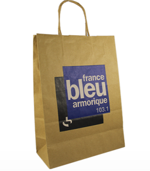 Sac papier kraft brun - salon professionnel - poignées torsadées - impression partielle 3 couleurs_0