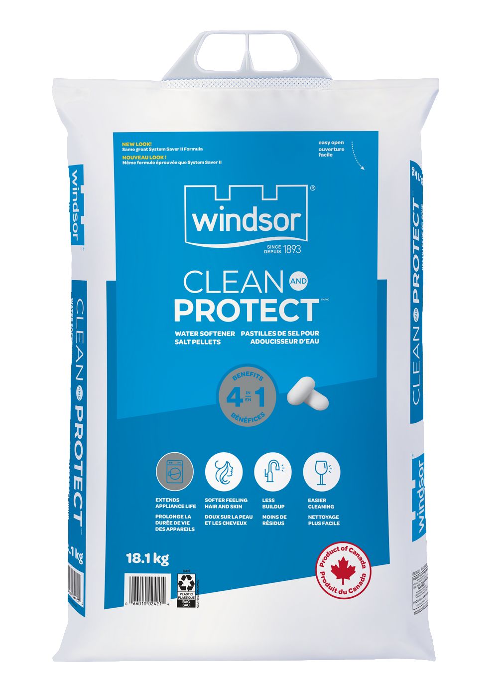 Sel adoucisseur d'eau Windsor - pastilles Clean and Protect® en sacs de 18,1 kg ou 11,3 kg_0