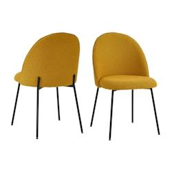 SIT Möbel Lot de 2 chaises Tom Tailor | Chaise rembourrée T-Bouclé | Revêtement jaune moutarde | Pieds en métal noir | L 57 x P 54 x H 52 cm - mu_0