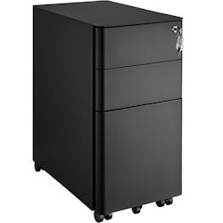 TecTake GmbH tectake Caisson de bureau à roulettes Parvus, 2 tiroirs, 1 casier à dossiers suspendus  noir - 405234 - noir acier 405234_0