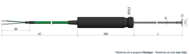 Thermocouple de surface TS50 avec poignée plastique - Type K, N, J, T, E, R, S, B - Classe 1 et 2 - Options multiples_0