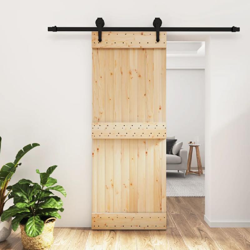 Vidaxl porte coulissante et kit de quincaillerie 80x210 cm pin massif 3203231_0