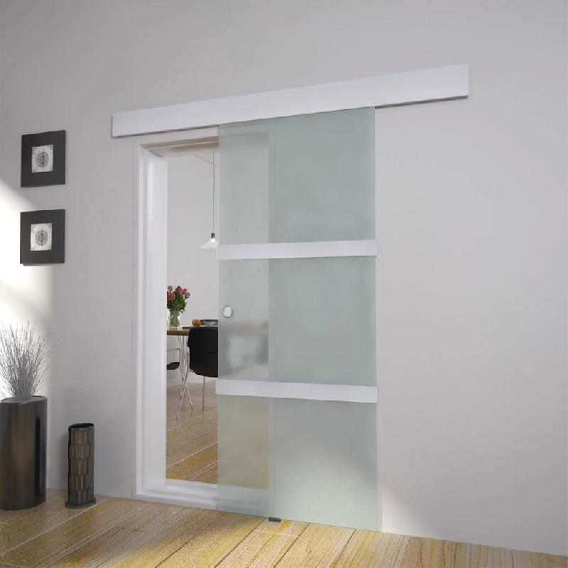 Vidaxl porte coulissante verre et aluminium 178 cm argenté 60266_0