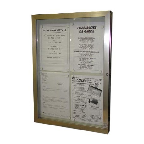 Vitrine murale extérieure aluminium avec éclairage intégré - 380 x 500 mm - Capacité 2 feuilles A4_0