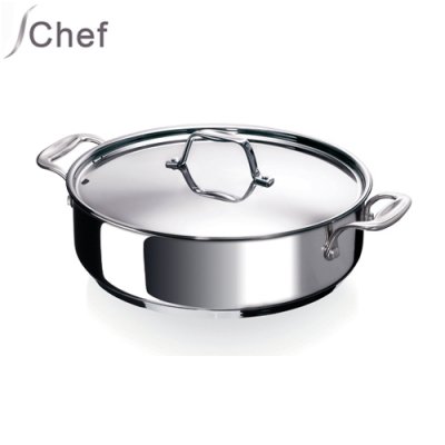 Wok & sauteuse inox chef + couvercle - beka - diam 28 cm x h intérieure 10,6 cm_0