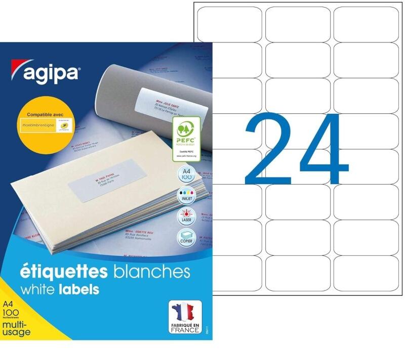 Apli 2400 étiquettes blanches multi-usage, format 63,5 x 33,9 mm (100 feuilles A4 / cdt) - 3270241013092_0