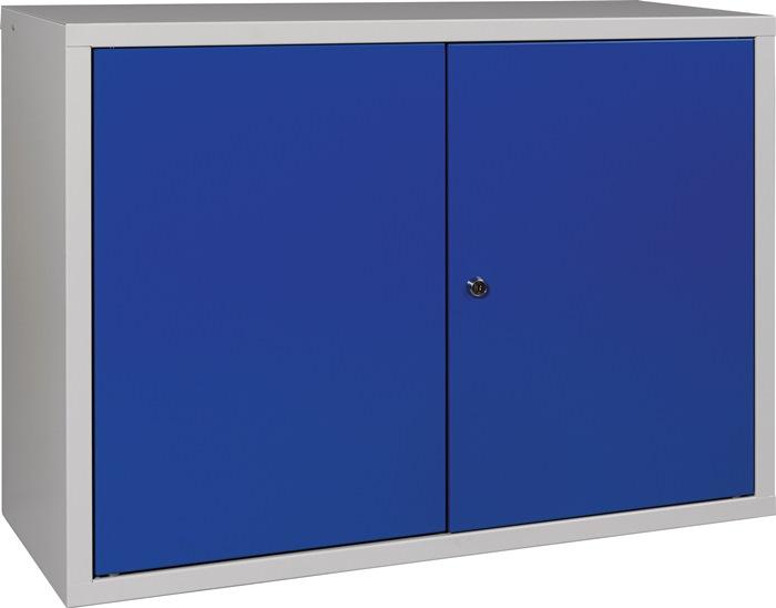 Armoire à suspendre H600xl800xP300 mm - Tôle pleine - Fond acier gris clair RAL 7035 / bleu gentiane RAL 5010 - 1 tablette réglable_0
