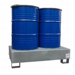 Bac de rétention galvanisé - 2 fûts de 220L pour liquides polluants (hors corrosifs)_0