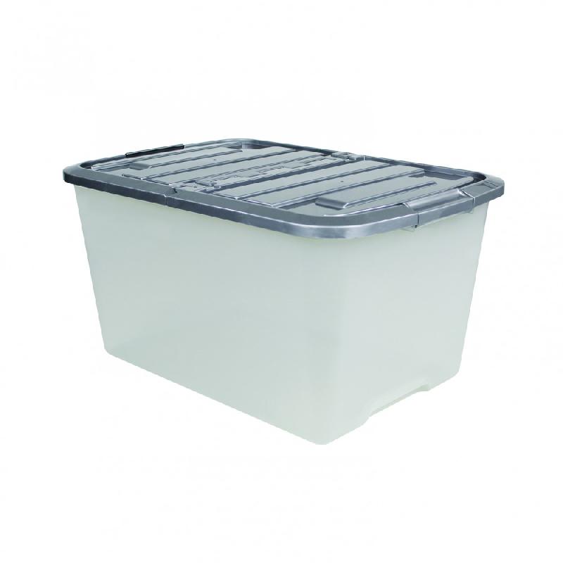 Bac de rangement transparent 45L - couvercle clips - polypropylène - superposable_0