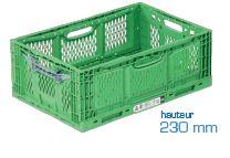 Bac en plastique pliable ajouré - 566 x 367 x 217 mm - 45L - vert_0