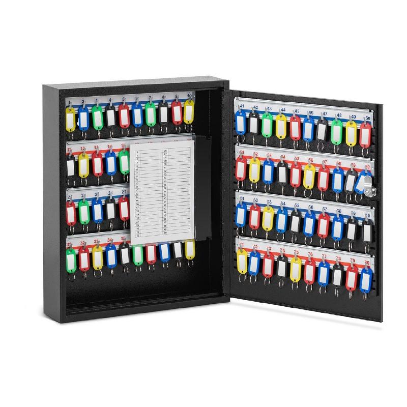 Boîte à clés pour 80 clés - porte-clés inclus - tôle d'acier - serrure à barillet 14_0000734_0