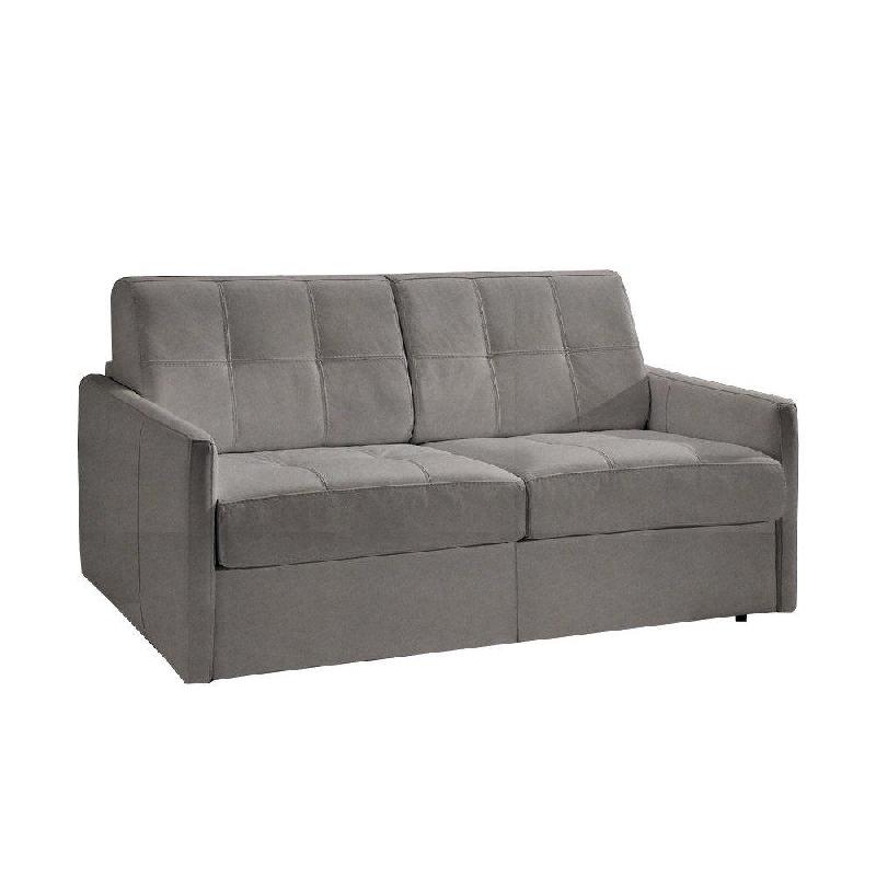 Canapé-lit Cube convertible avec système express - Couchage 140x197 cm - Nubucuir gris clair - Matelas 16 cm inclus_0
