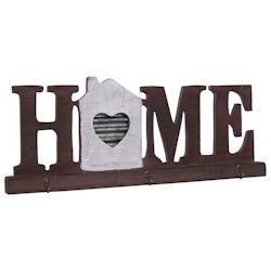 Décoshop26 - Porte-manteau mural Home avec 3 crochets design rustique bois métal 04_0000978 - 3000563632691_0