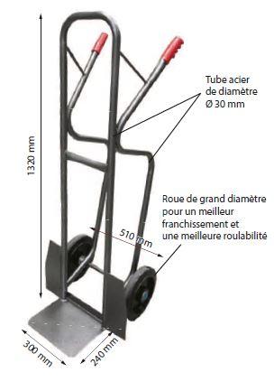 Diable acier charge haute premium 300 kg - HT300/ELA RG - Léger, maniable et robuste_0