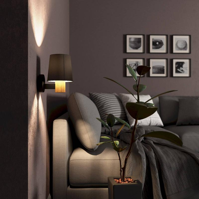 EGLO APPLIQUE EDALE ABAT-JOUR TISSU CAPPUCCINO, BOIS
