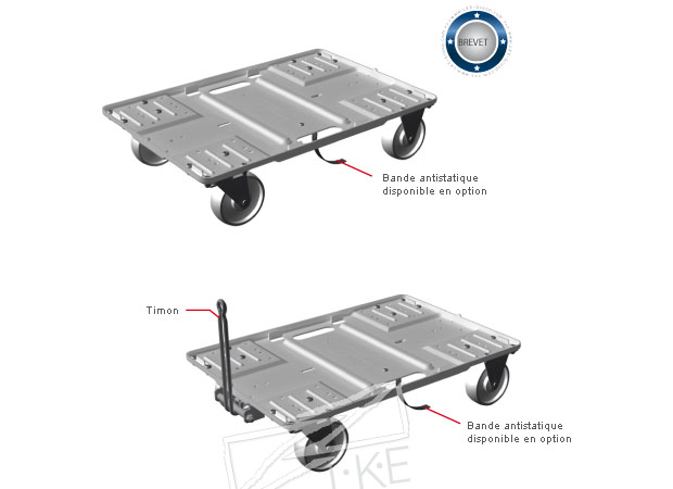 Embase roulante pour bac type: alu-liner - Dimensions : 605 x 405 mm_0