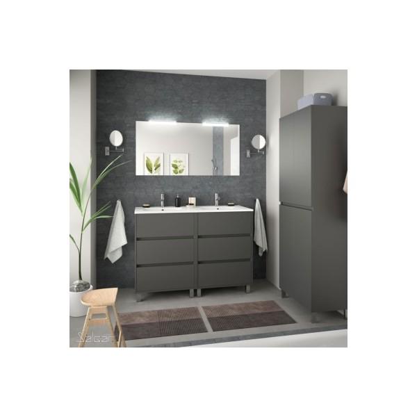 ENSEMBLE SALLE DE BAIN SALLE DE BAIN ARENYS 1200 GRIS MAT + VASQUE + MIROIR + APPLIQUE - SALGAR 85148