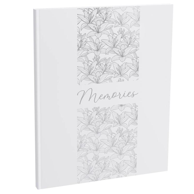 Exacompta - Réf. 47092E - 1 Livre d'or TITANE - Grand format vertical 27 x 22 cm - Couverture en papier soft touch - Inscription Memories - Tranche a_0
