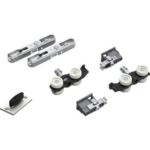 GARNITURE STANDARD STOP + SLOW STOP - PORTE 730 MM - PROSLIDE PROFIL ARGENTA