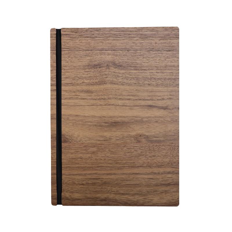 Hungry Club Porte Menu en bois à élastique A4 « Le Tendu » - Noyer - Élastique Noir - Bois massif PM-T-A4-NO-EN_0