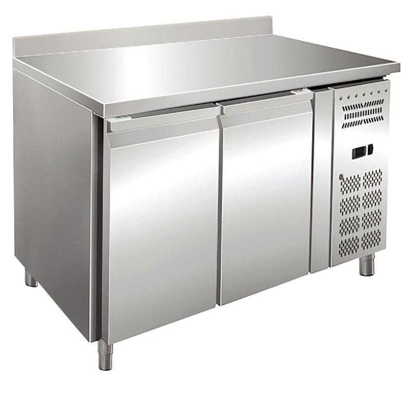 KLIMAITALIA Table frigo inox Pasticceria avec 2 ptes avec crédence. Thermo num. T° -2°C/+8°C. Dim. (LxA.LxA) 151x80x96 cm. Mod. PSX2200TN - 1454_0