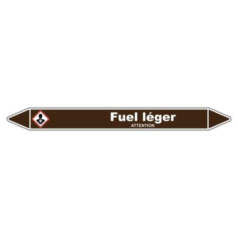LOT DE 3 - MARQUEUR DE TUYAUTERIE - FUEL LÉGER - NFX 08-105 - VINYLE LAMINÉ 355 X 37 MM