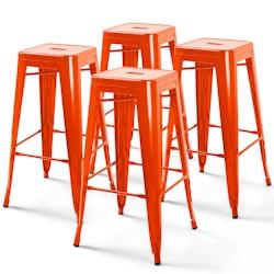 Oviala Business Lot de 4 tabourets de bar acier orange brillant - orange acier 106694_0