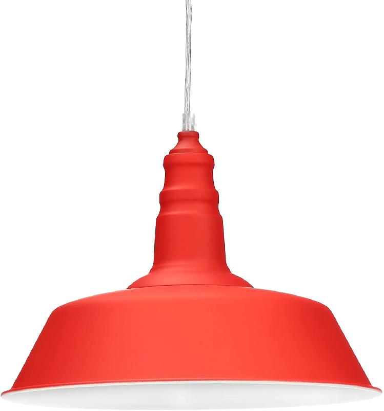 Lustre plafonnier suspendu lampe suspension luminaire abat-jour en métal couleur rouge 13_0002574_6