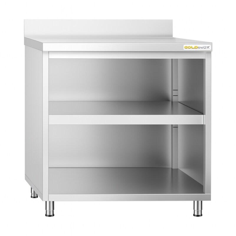 Meuble bas inox ouvert 800x700 mm adossée PREMIUM - GOLDINOX - gris inox 3701770809271_0