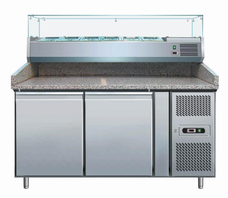 Meuble préparation granit à pizzas +2/+8°c avec 2 portes 600x400 et... - PPZ2600TN-VRX380_0