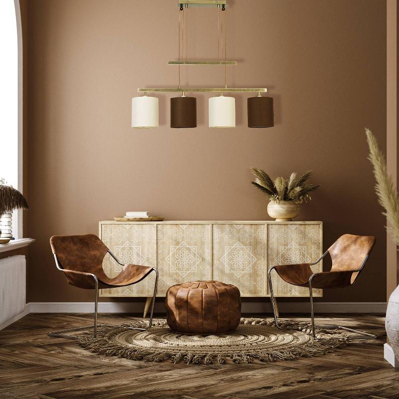 NÄVE SUSPENSION TILDE ABAT-JOUR TEXTILE 4 L, BRUN/BEIGE