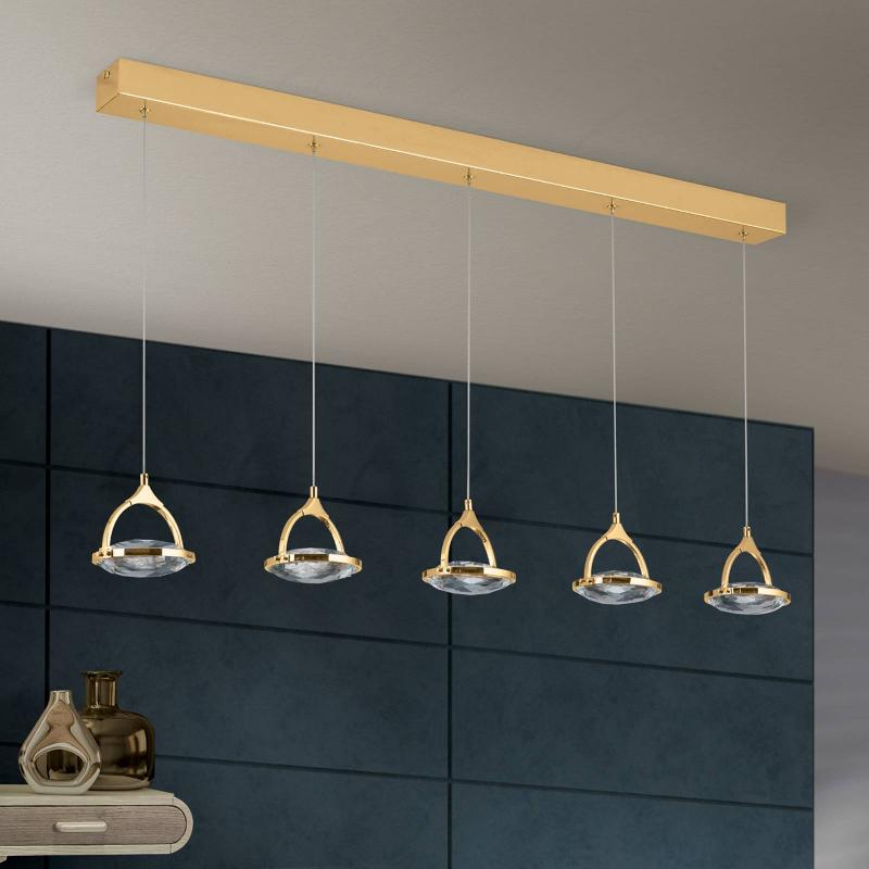 ORION SUSPENSION LINÉAIRE LED MOON, À 5 LAMPES, DORÉE