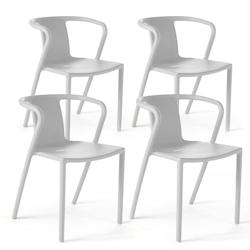 Oviala Business Lot de 4 chaises en plastique blanc - Oviala - blanc plastique 104314_0